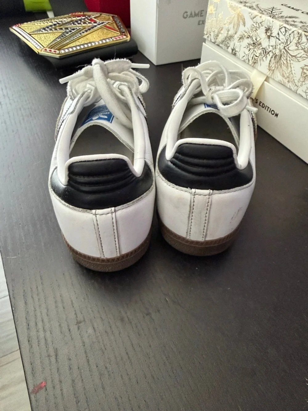 adidas White & Black Samba Leather Sneakers - Picture 4 of 6